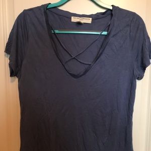 Urban Outfitters Blue Criss Cross T-Shirt